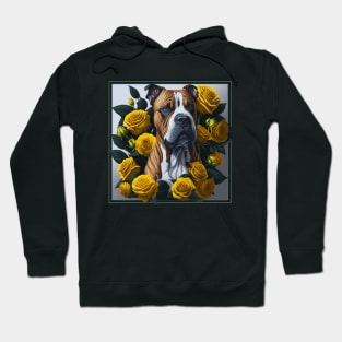 Staffordshire bull terrier yellow roses 2 Hoodie